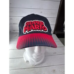 Nintendo Super Mario Bros Youth Hat Strapback Embroidered Cap Red Black‎